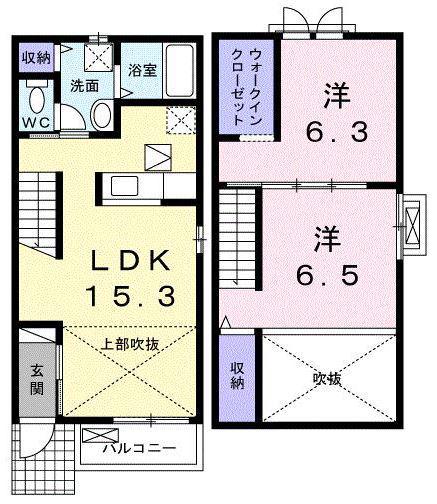 ルスカA(2LDK/1階)の間取り写真