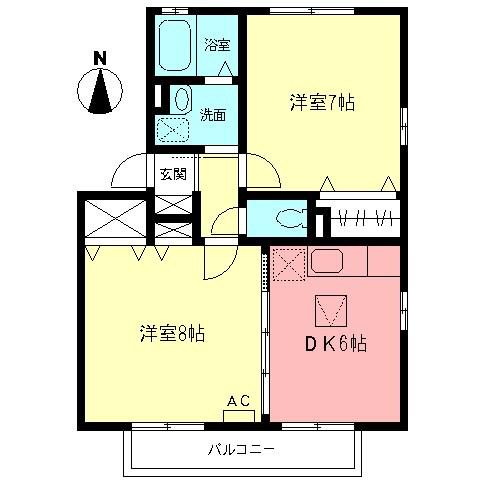 グランパルク(2DK/1階)の間取り写真