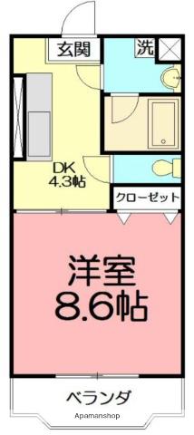 セレーノ1(1DK/2階)の間取り写真