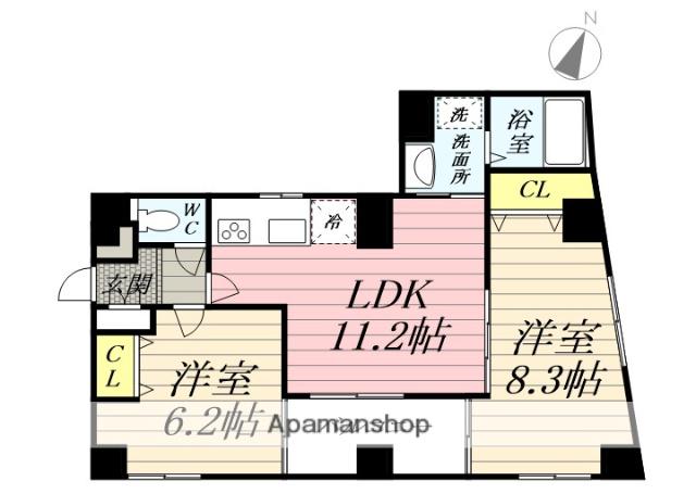 MILKY WAY鵠沼(2LDK/5階)の間取り写真