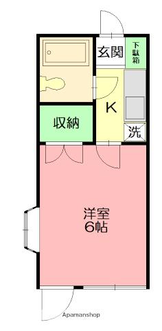 JOYフル六会(1K/1階)の間取り写真