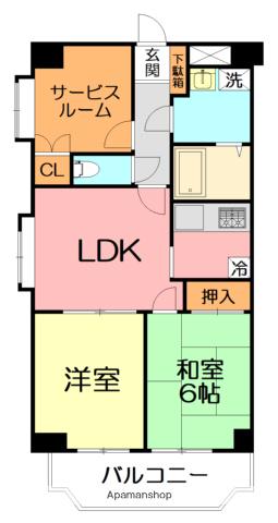 カサグランデ湘南(2SLDK/5階)の間取り写真