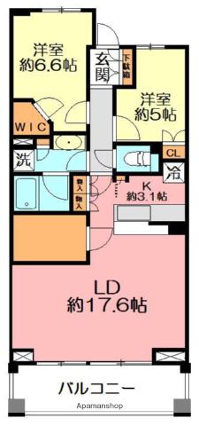 クラッシィハウス辻堂(2LDK/5階)の間取り写真