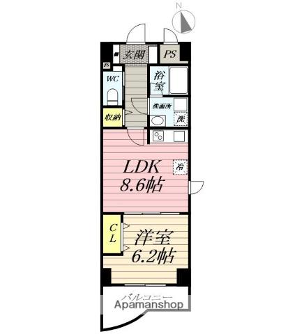 ランドパーク陶山(1LDK/2階)の間取り写真