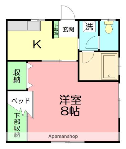 ユニバースヒルTK(1K/1階)の間取り写真