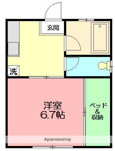 フラッツシガ(1K/1階)の間取り写真