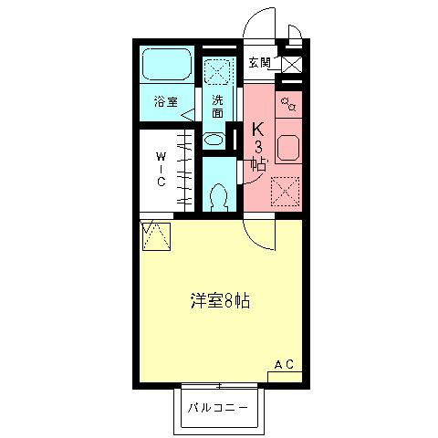 シティーパル楓(1DK/2階)の間取り写真