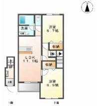 ワンピース(2LDK/2階)の間取り写真