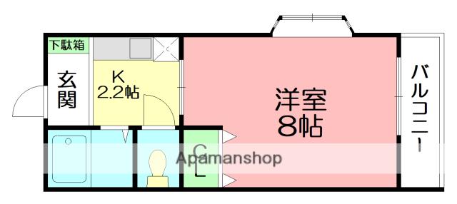 フォレスト(1K/1階)の間取り写真