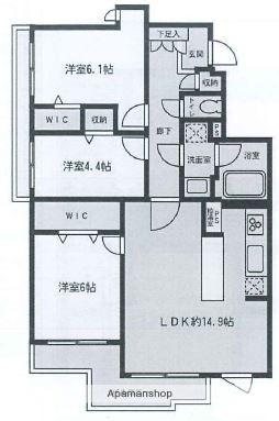 パークハイム夕陽ヶ丘(3LDK/3階)の間取り写真