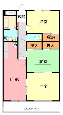 サニーレジデンス平塚Ⅱ(3LDK/2階)の間取り写真