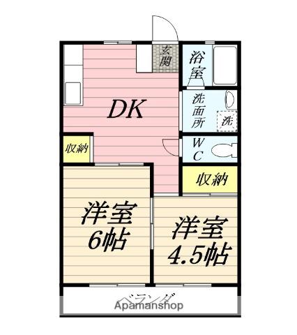 パルデンス松尾B(2DK/1階)の間取り写真