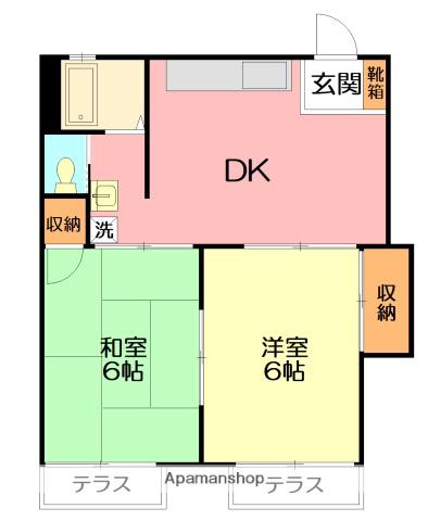 シルクハイツ(2DK/2階)の間取り写真
