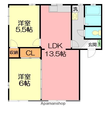 フレグランス御殿(2LDK/1階)の間取り写真