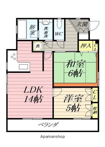 ESPOIR MINAMIHARA(2LDK/3階)の間取り写真