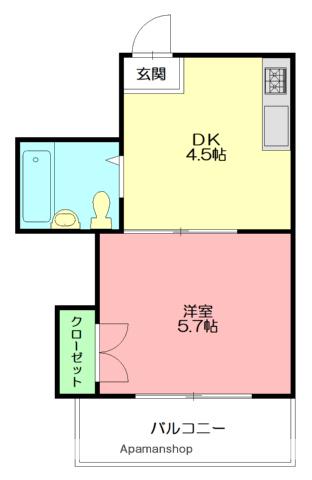 メゾン・ド・アンジュ(1DK/2階)の間取り写真