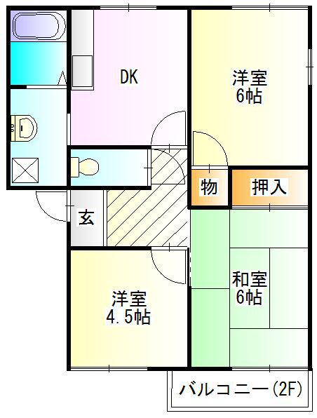 エクセルメゾン(3K/2階)の間取り写真