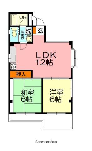 ハイシティ鵠沼(2LDK/3階)の間取り写真