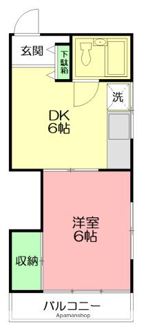第2メゾン城山(1DK/1階)の間取り写真