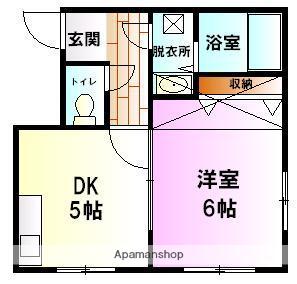 ローズヒル城山(1DK/2階)の間取り写真