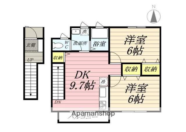 アールコート樅(2DK/1階)の間取り写真
