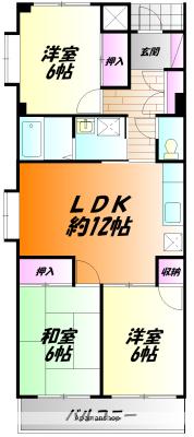 グリーンヒルズ(3LDK/4階)の間取り写真