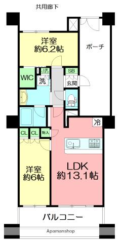 リストレジデンス辻堂タワー(2LDK/16階)の間取り写真