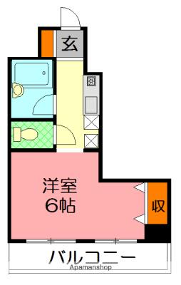フジスカイ幸町(1K/2階)の間取り写真
