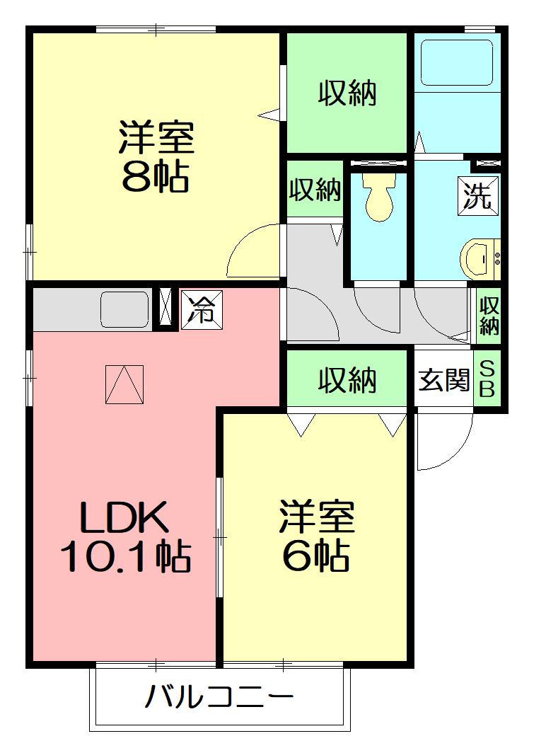 マノワール・ヒサシⅡ(2LDK/1階)の間取り写真