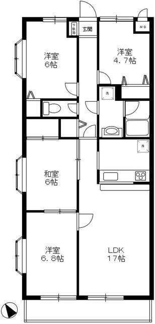 ダイアパレス湘南ヒルズ 二宮(4LDK/2階)の間取り写真