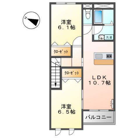エクセレントヒルズ(2LDK/2階)の間取り写真