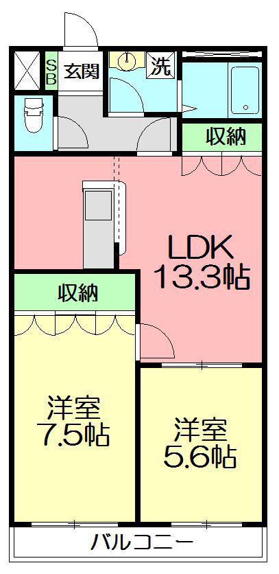 ソレジオ湘南(2LDK/2階)の間取り写真