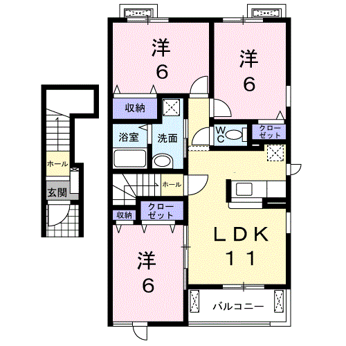 メゾン フローラⅡ(3LDK/2階)の間取り写真