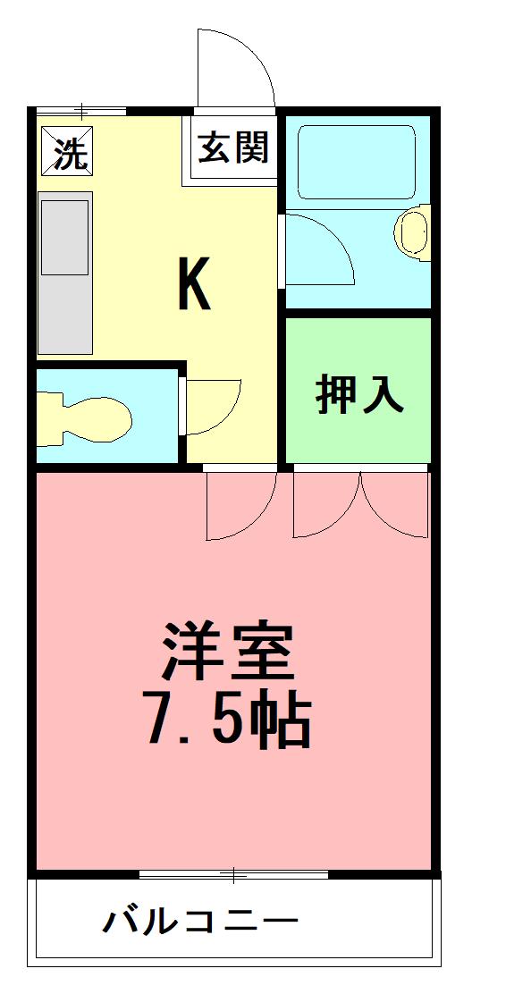 フレグランスC(1K/2階)の間取り写真