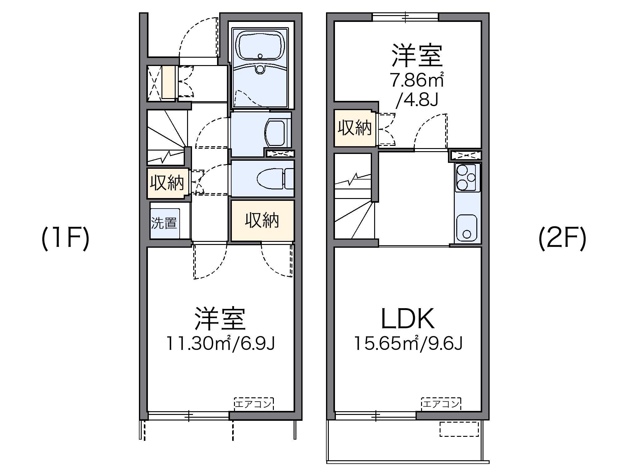 レオネクストコーポ吉浜2(2LDK/1階)の間取り写真