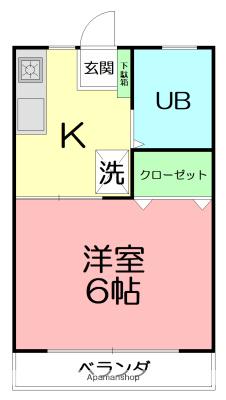 ヤマフジハイツ D(1K/1階)の間取り写真