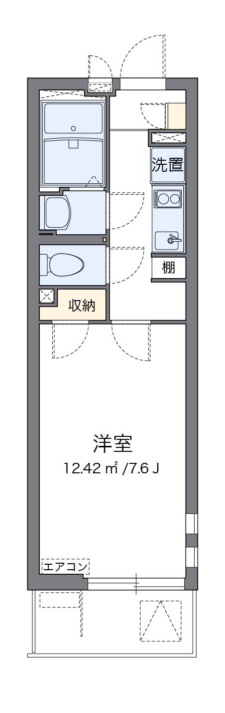 クレイノソラーレ平塚(1K/3階)の間取り写真