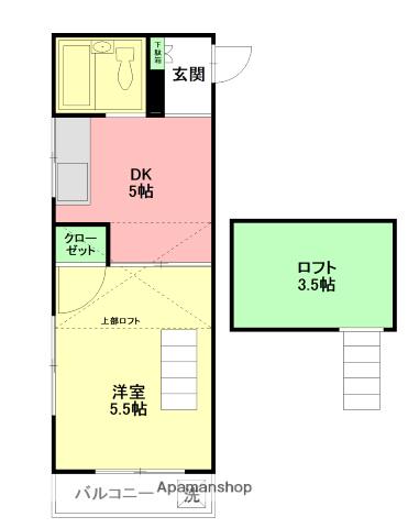ニュー秦野第1(1DK/2階)の間取り写真