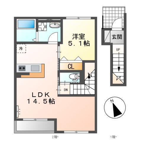 アイルトンハウス(1LDK/2階)の間取り写真