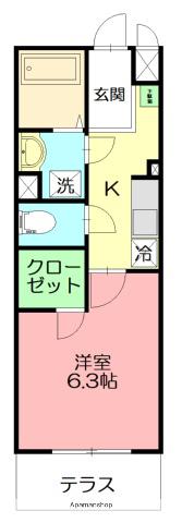 カレッジヒルズ(1K/1階)の間取り写真