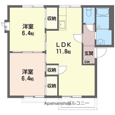サンハイツフジⅡ(2LDK/2階)の間取り写真