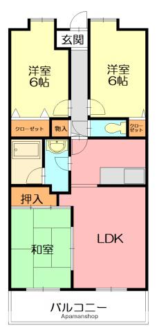 ダイアパレス秦野(3LDK/2階)の間取り写真