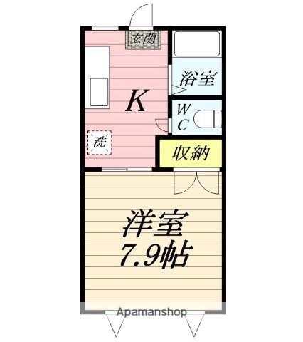 エスポワールⅠ(1K/1階)の間取り写真