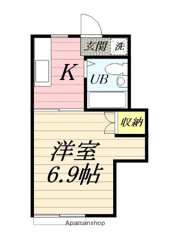 ハウスサン&サン(1K/1階)の間取り写真