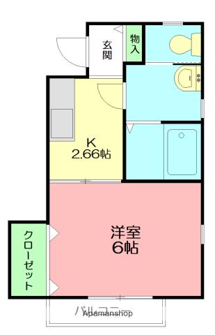 聖荘(1K/2階)の間取り写真