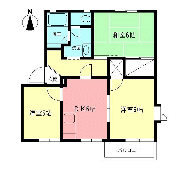 ハイツシンフォニーⅢ(3DK/2階)の間取り写真