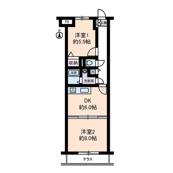 クリオ辻堂参番館(2DK/1階)の間取り写真