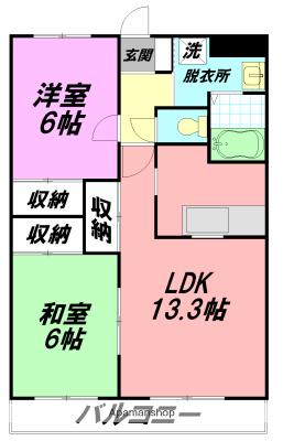 クイーンズタウンⅠ番館(2LDK/1階)の間取り写真