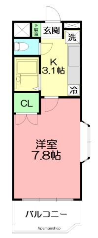 プレーヌデュラン(1K/3階)の間取り写真