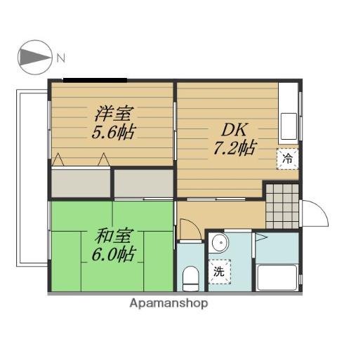 パシフィックハイツⅢ(2DK/1階)の間取り写真